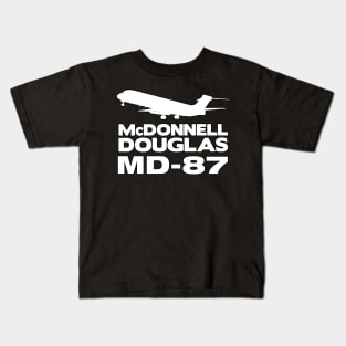 McDonnell Douglas MD-87 Silhouette Print (White) Kids T-Shirt